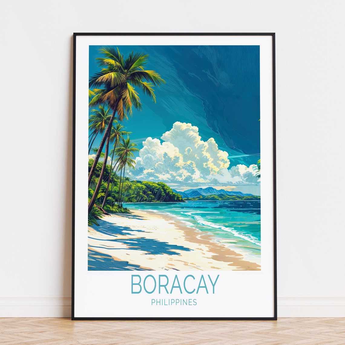 Boracay Philippines Palm Trees White Sand Beach Lagoon Poster