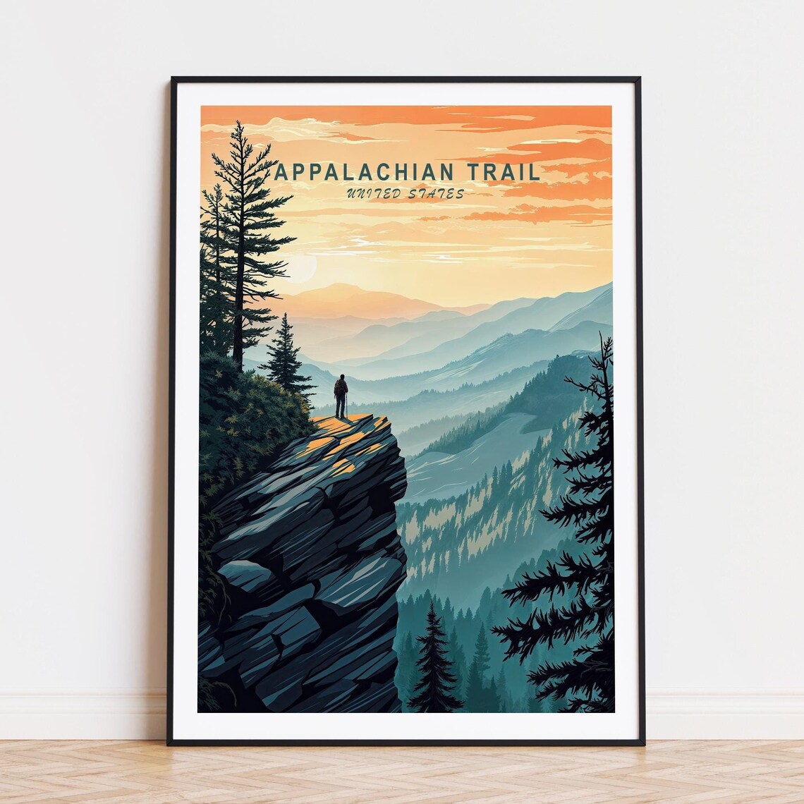 Appalachian Trail United States Hiker Cliff Overlook Sunrise Poster