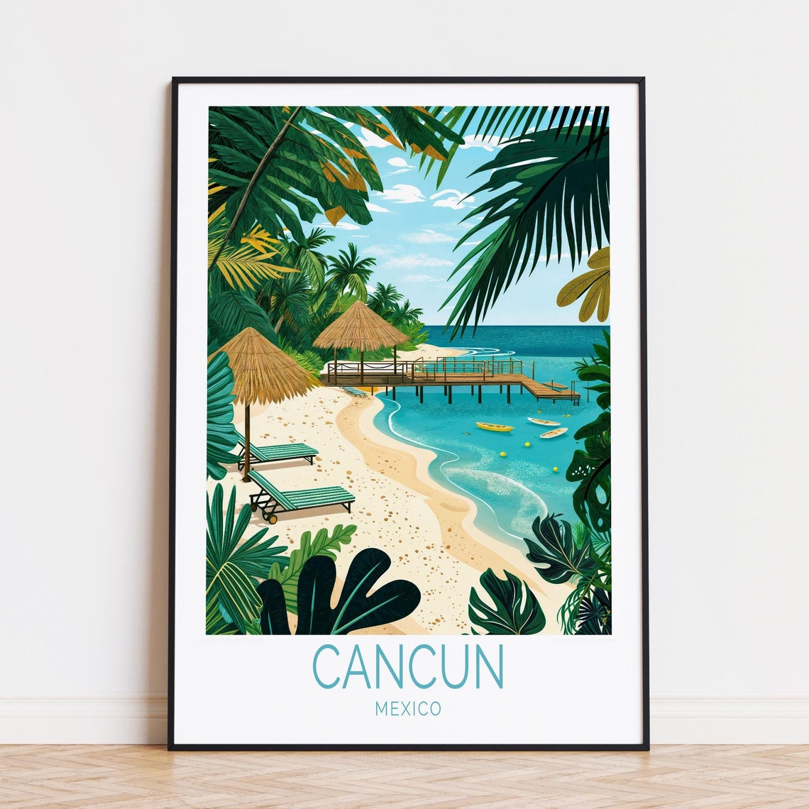 Cancun Travel Poster Mexico Wall Art Print Home Decor Birthday Present Wedding Gifts Custom