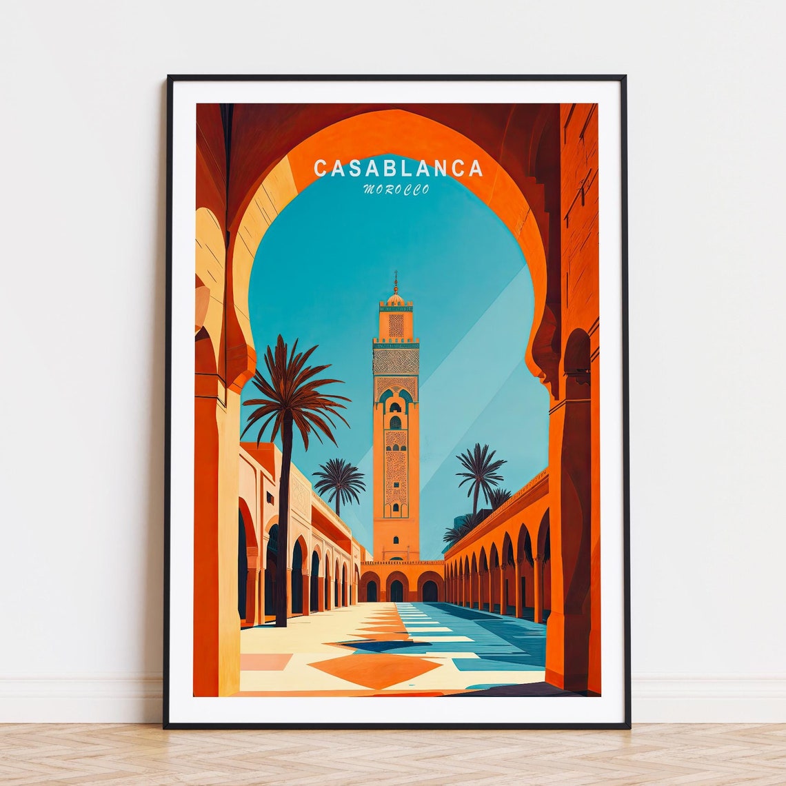 Casablanca Morocco Travel Poster Morocco Travel Print Casablanca City Wall Art Birthday Gifts Travel Home Decor