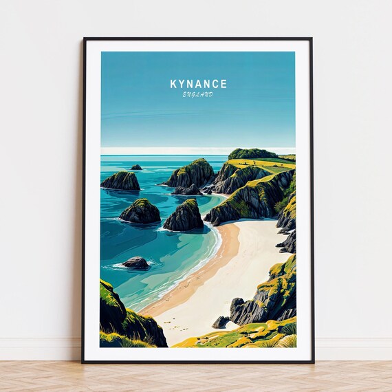 Kynance Cove England Dramatic Rocky Cliffs Over Turquoise Bay Poster