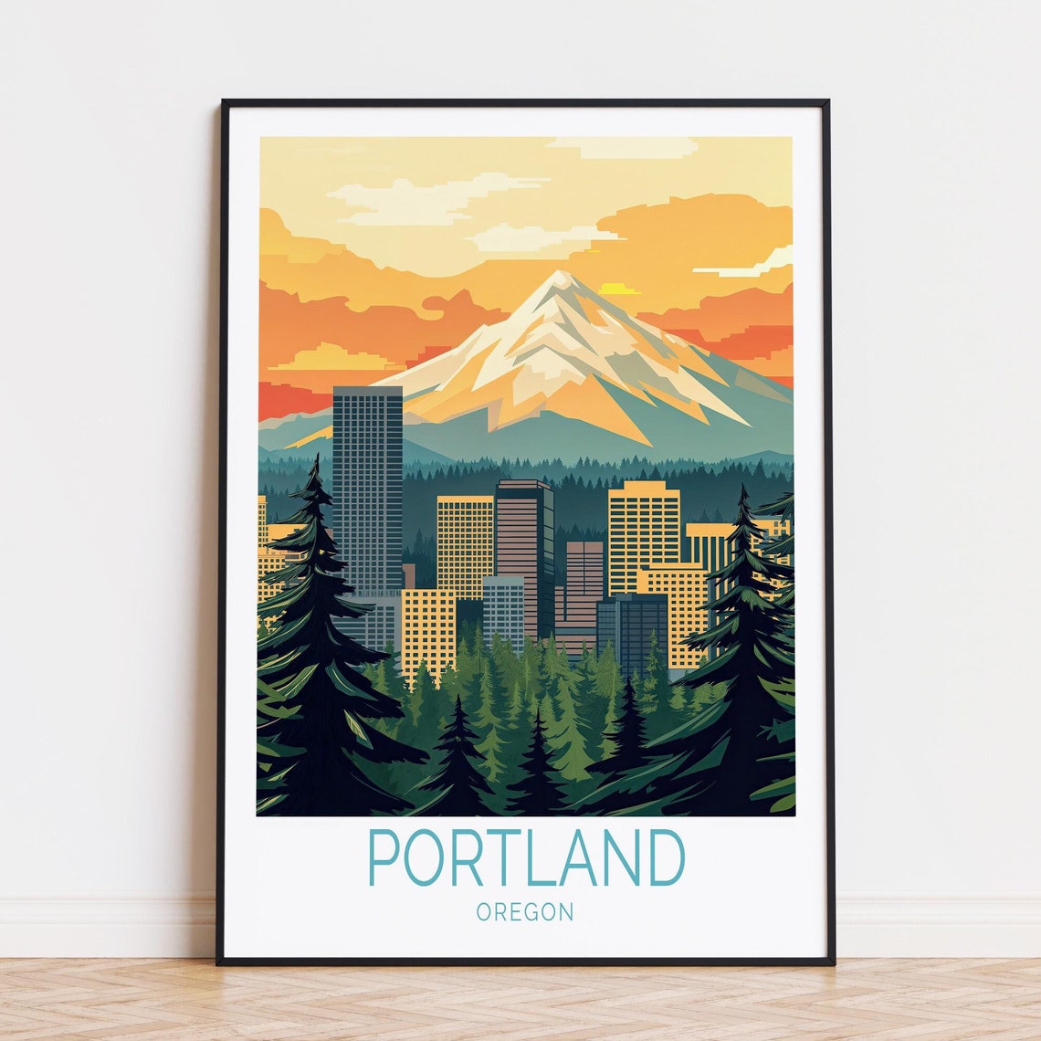 Portland Travel Poster Oregon Wall Art Portland Oregon Print Personalised Travel Poster Home Decor Birthday Gifts