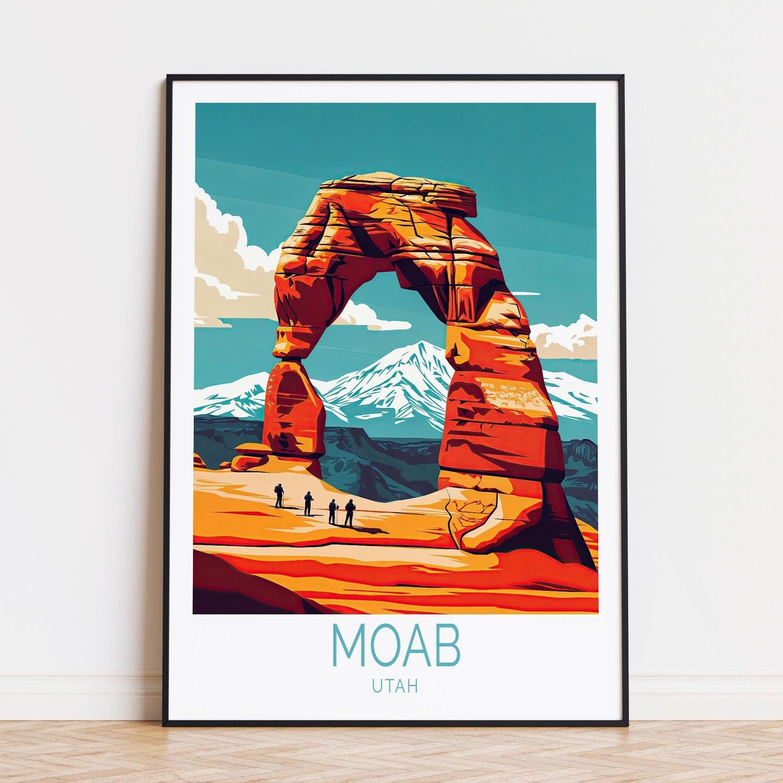Moab Utah Delicate Arch Red Rock Hiker National Park Travel Poster