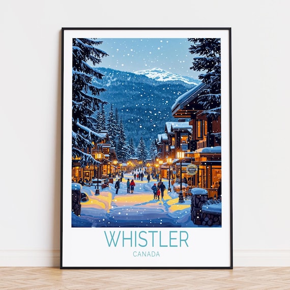 Whistler Travel Poster, Canada Ski Resort Art Print