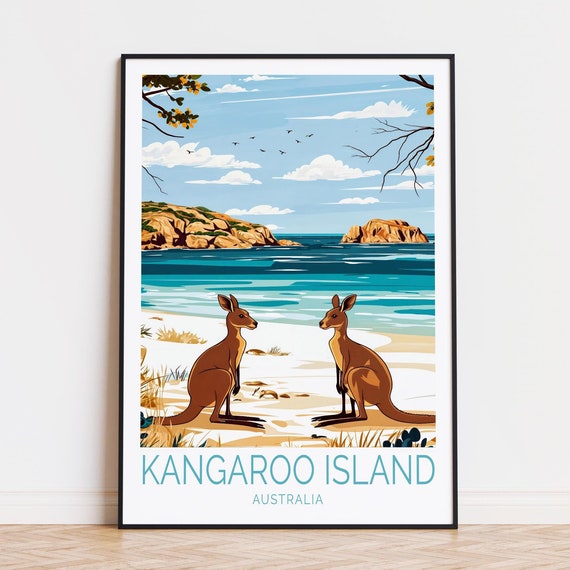 Kangaroo Island Travel Poster Australia Wall Art Print Home Decor Birthday Gifts Wedding Present
