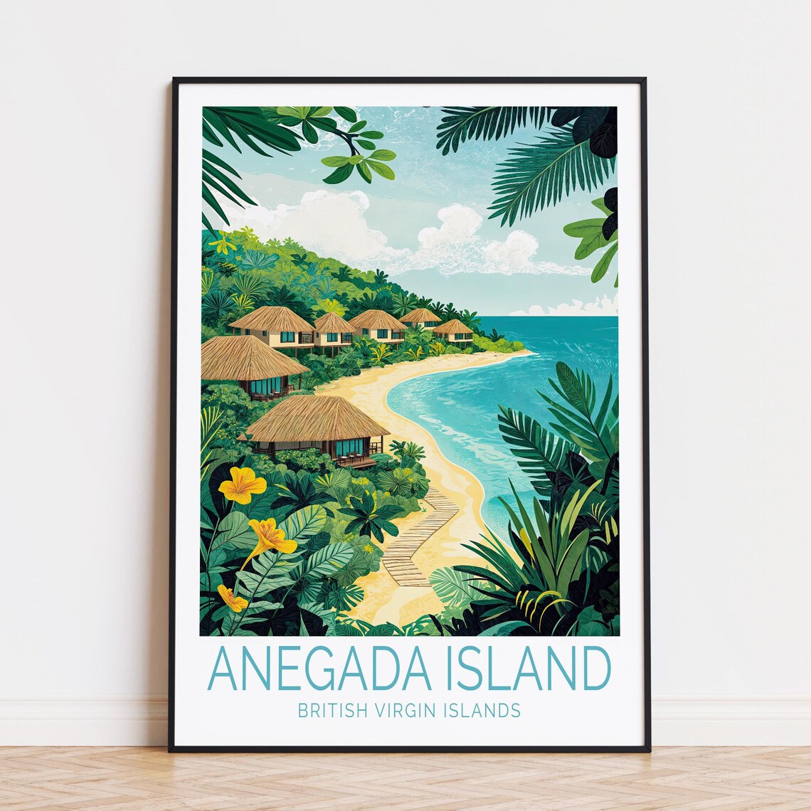 Anegada Island British Virgin Islands Beach Bungalows Jungle Poster