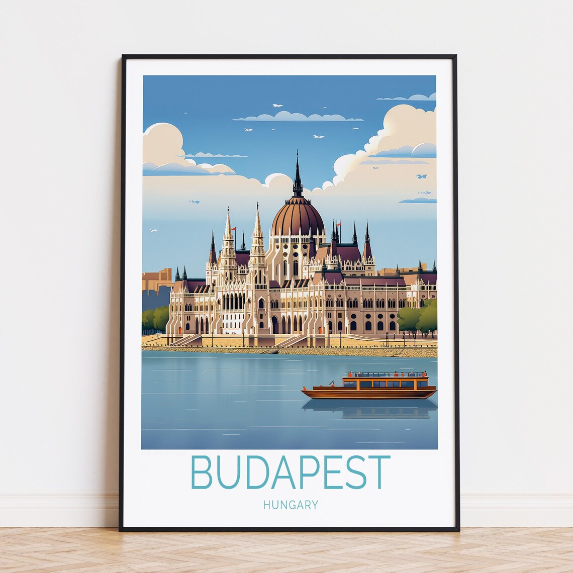 Budapest Hungary Parliament Building On The Danube Travel Poster