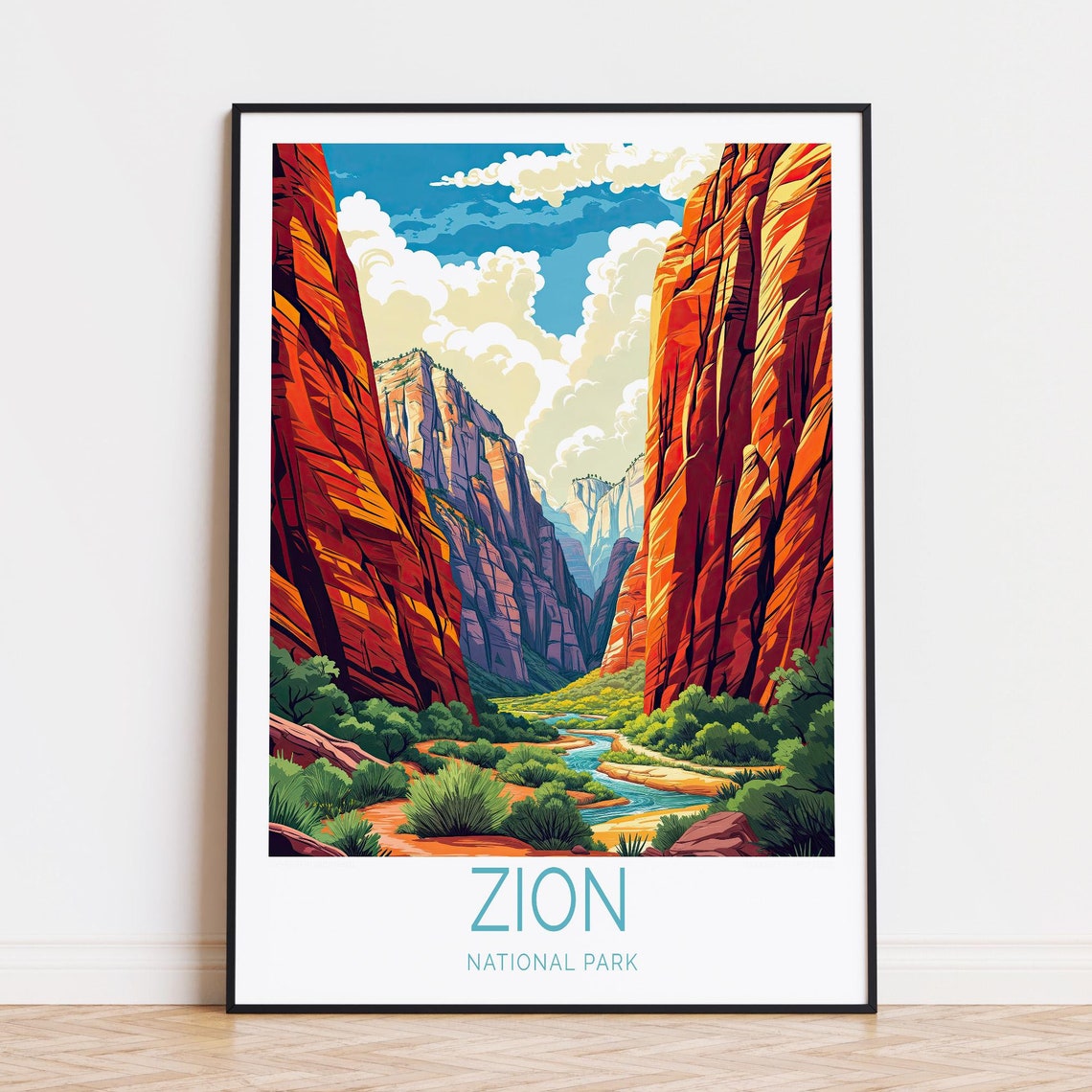 Zion National Park Travel Poster Utah Zion Travel Wall Art Zion National Park Print Birthday Present Wedding Gifts