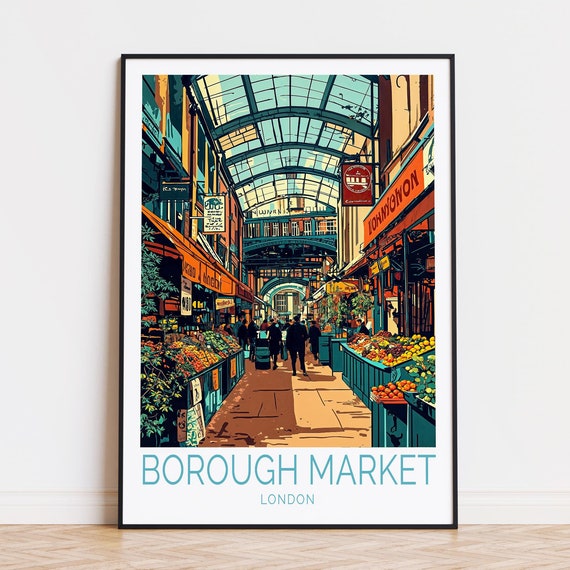 Borough Market Travel Poster, London Art Print
