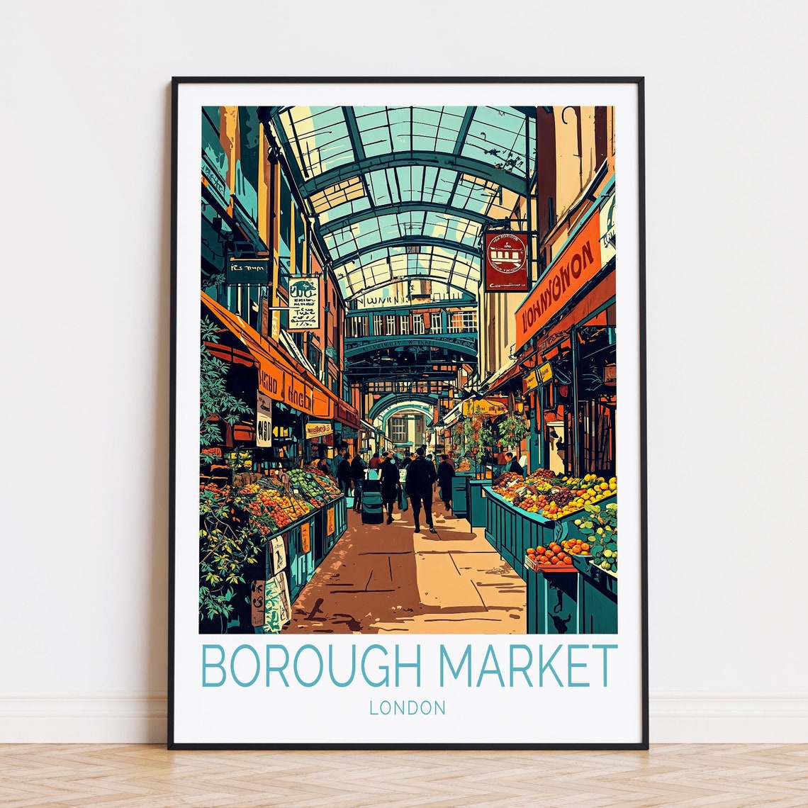 Borough Market Travel Poster, London Art Print