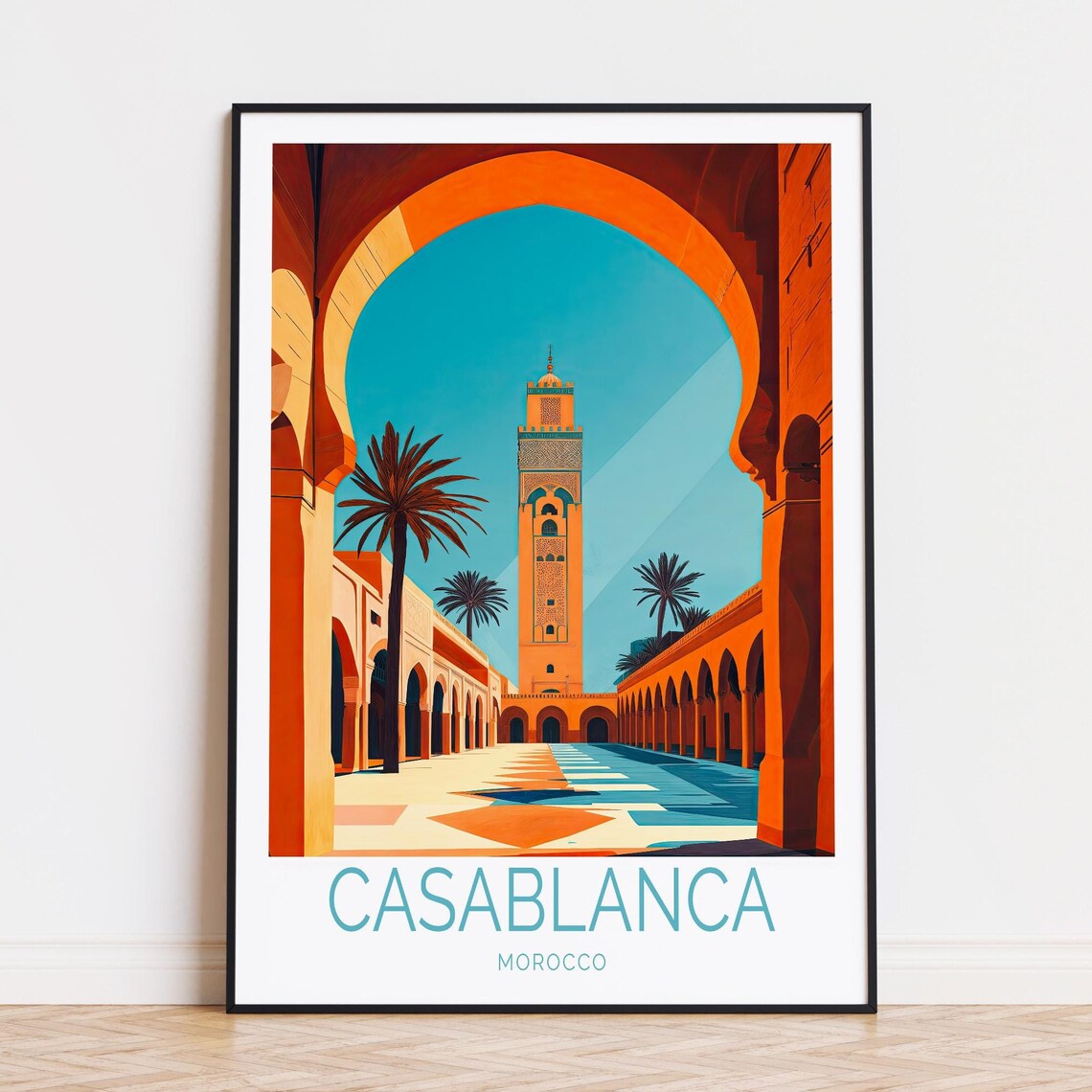 Casablanca Morocco Minaret Seen Through a Grand Stone Archway Poster