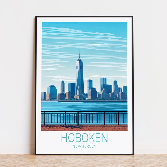 Hoboken New Jersey Manhattan Skyline Waterfront Promenade Poster