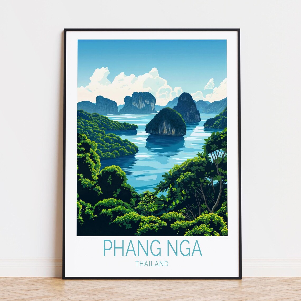 Phang Nga Thailand Karst Island Bay Emerald Sea Jungle Travel Poster