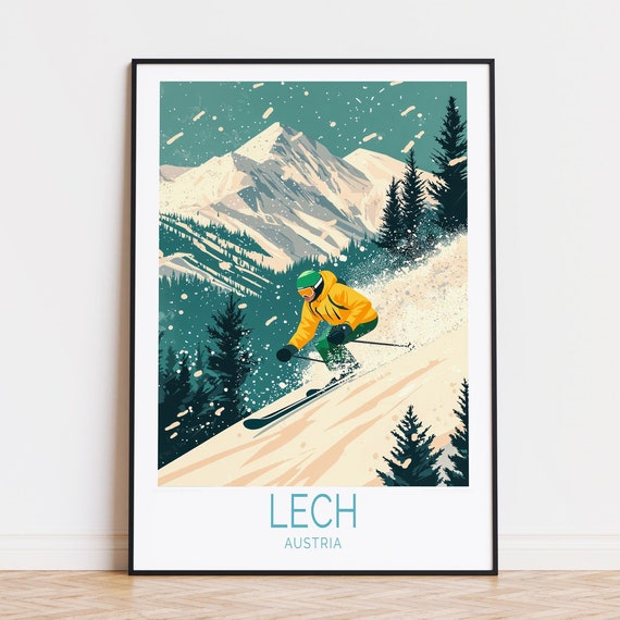 Lech Austria Travel Poster Wall Art Ski Area Print Home Decor Birthday Gifts Custom