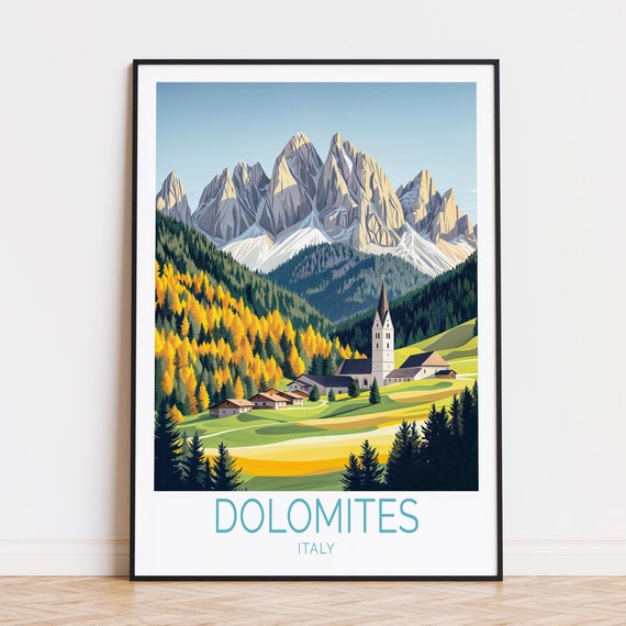 Dolomites Italy Travel Poster, Home Decor Art Print