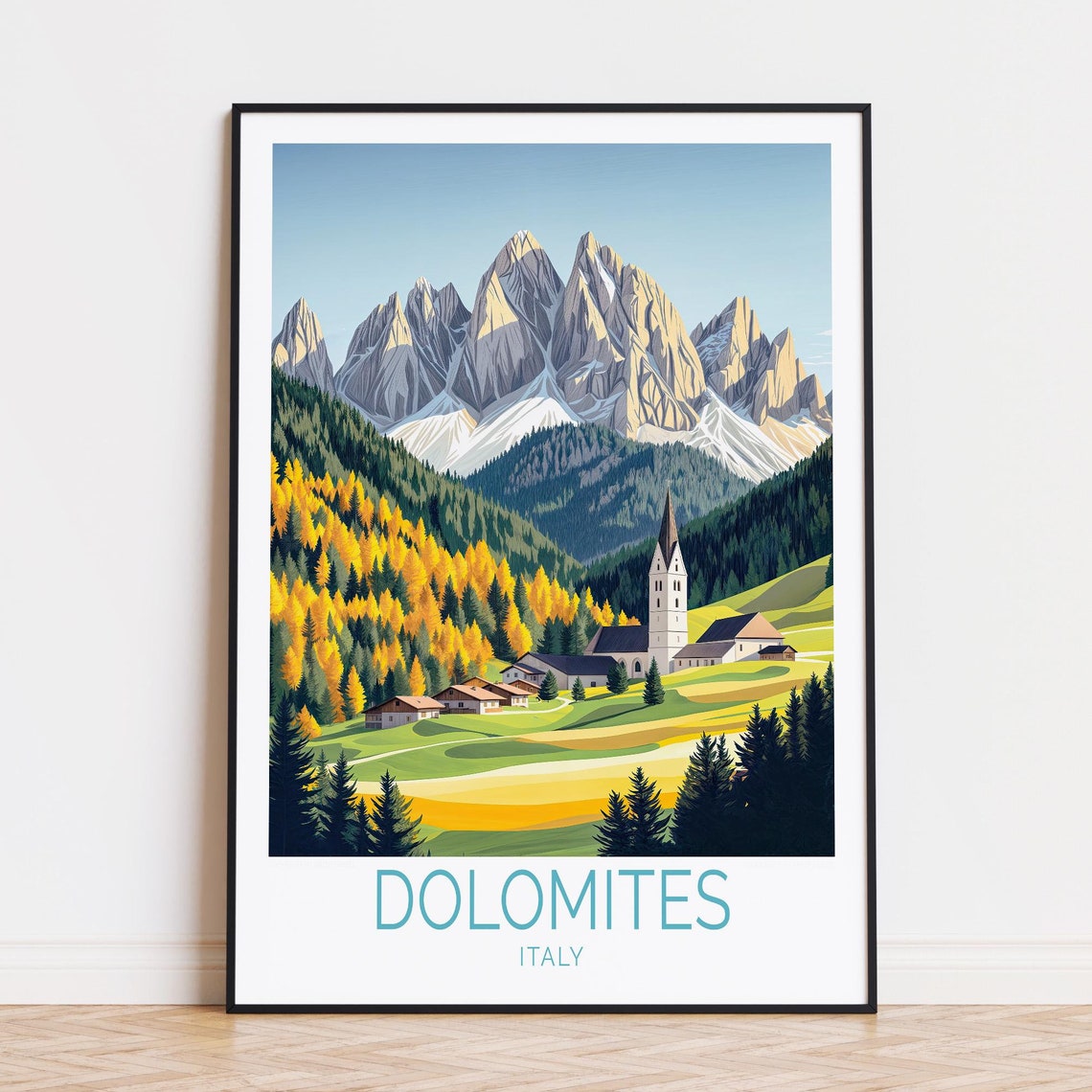 Dolomites Italy Travel Poster, Home Decor Art Print
