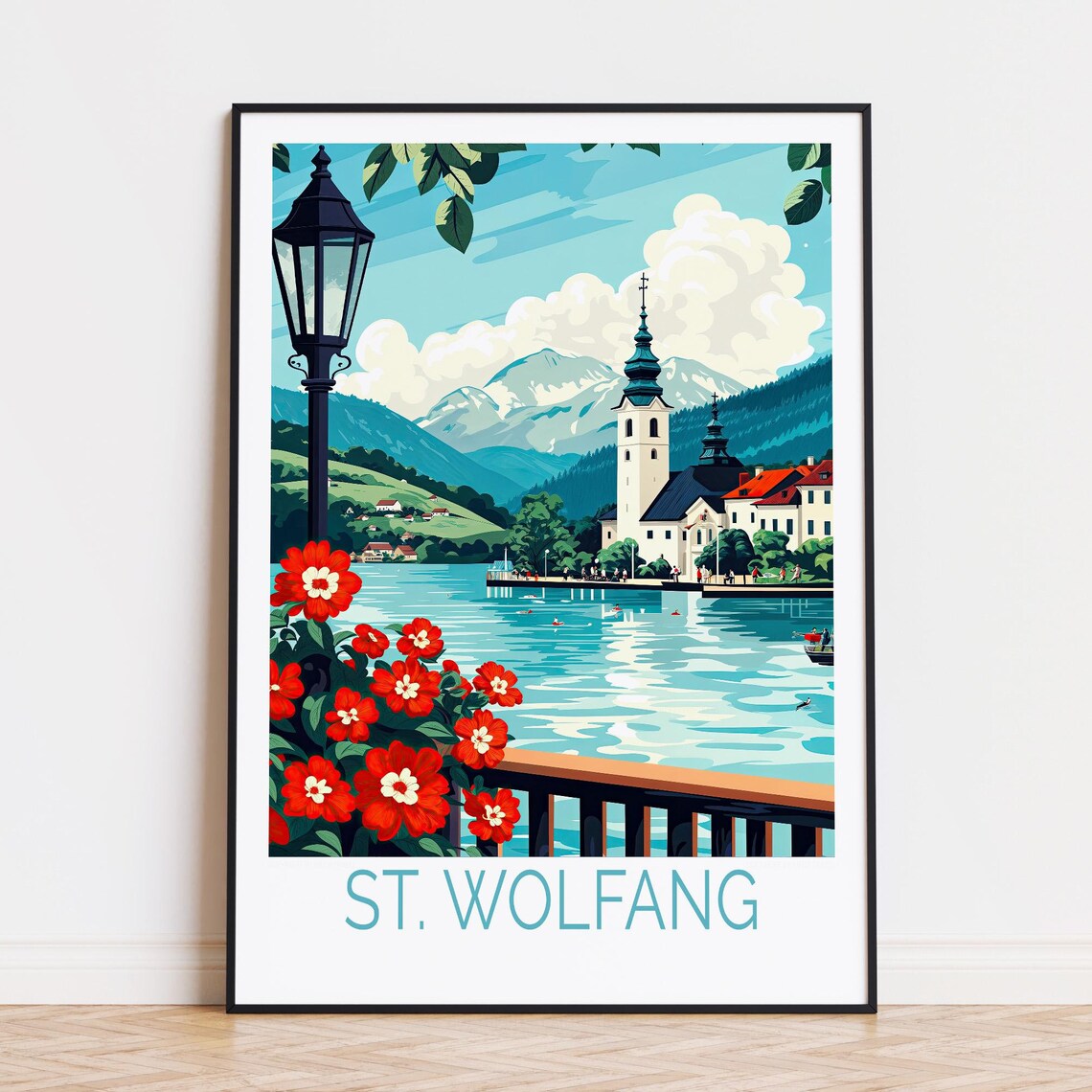 St Wolfgang Austria Wolfgangsee Lake Church Flowers View Poster
