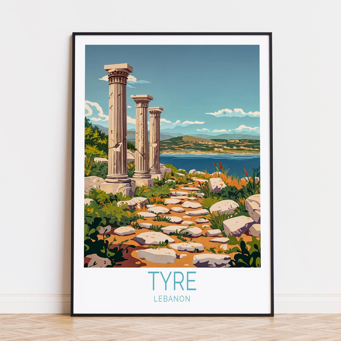 Tyre Lebanon Ancient Roman Columns Mediterranean Coast Poster
