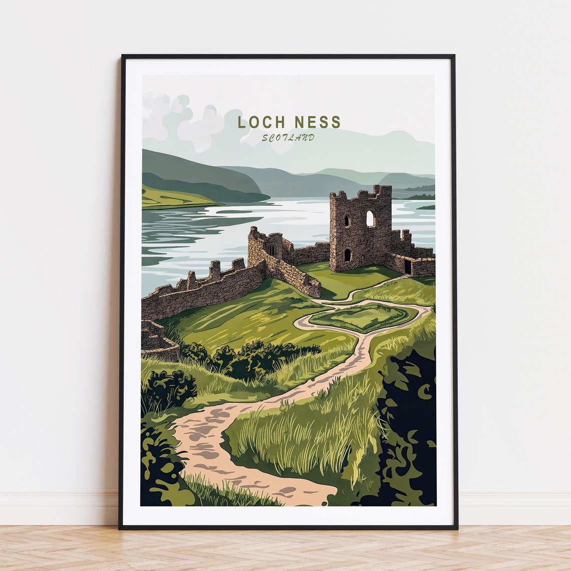 Loch Ness Scotland Castle Ruins Highland Loch Shoreline Poster