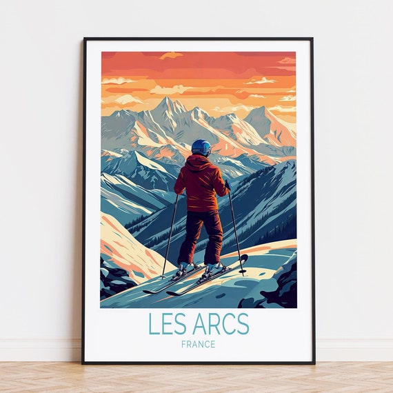 Les Arcs France Travel Poster Wall Art Ski Print Home Decor Birthday Gifts Personalised