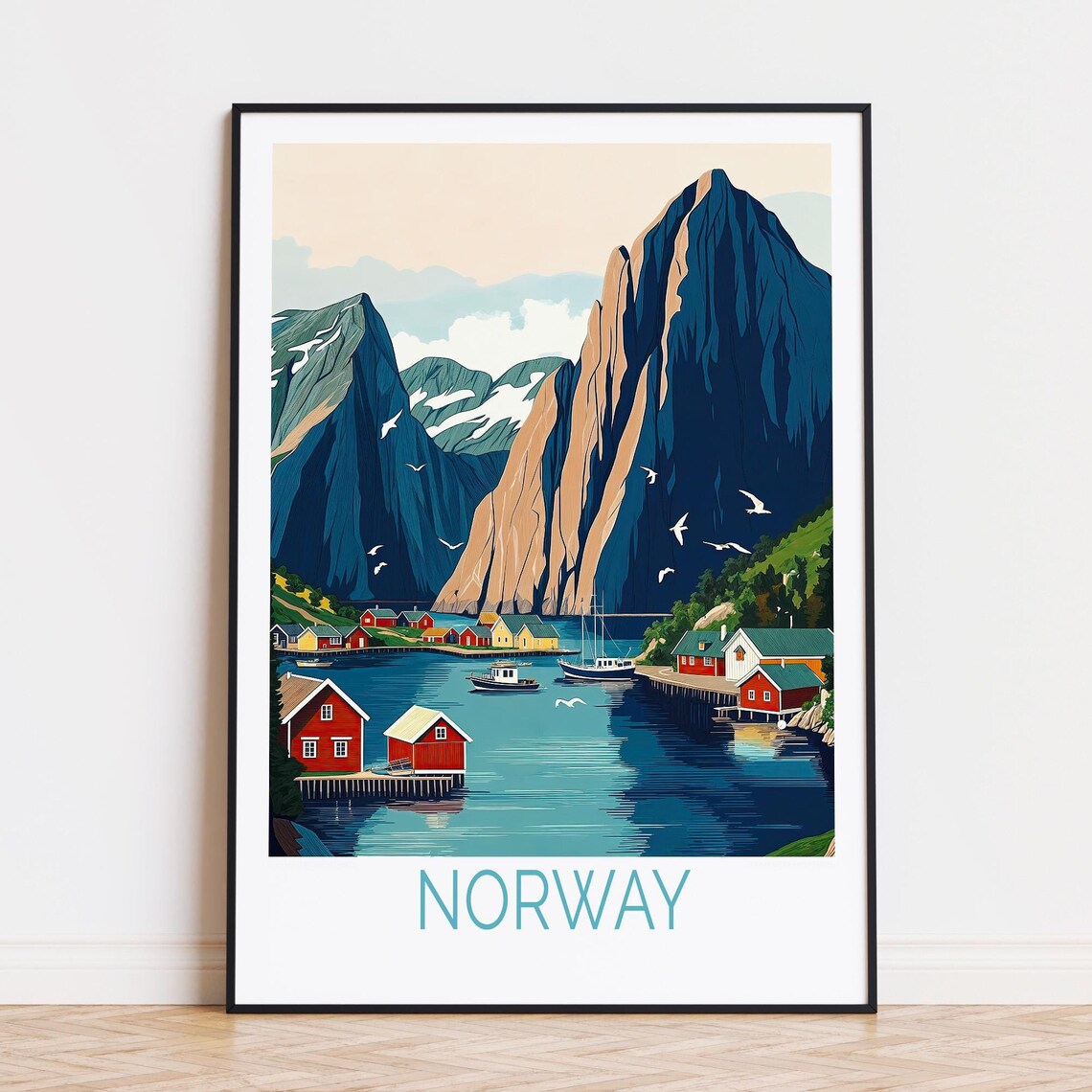 Norway Travel Poster, Fjords Coast Travel Poster