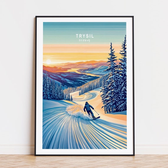 Trysil Norway Travel Poster Wall Art Ski Area Print Birthday Gifts Custom Home Decor Minimalist Cityscape