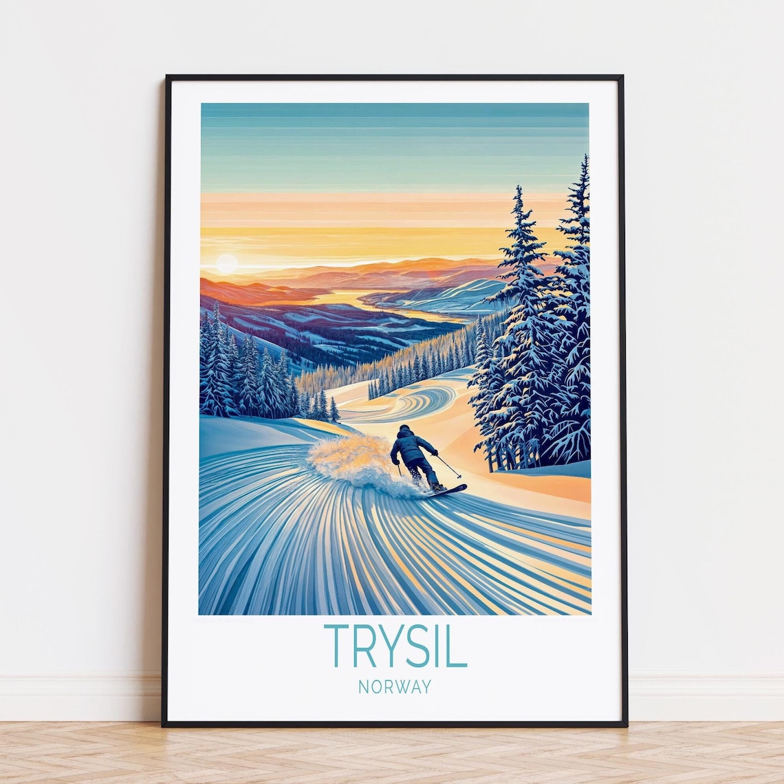 Trysil Norway Travel Poster, Ski Area Art Print