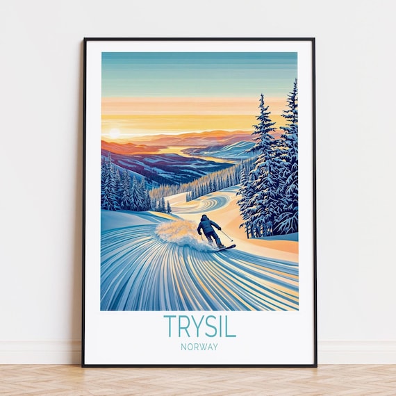 Trysil Norway Travel Poster, Ski Area Art Print