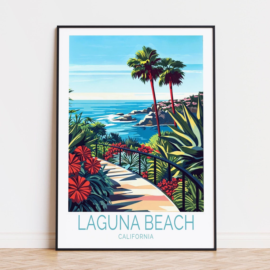 Laguna Beach California Coastal Path Palms Ocean Cove Poster