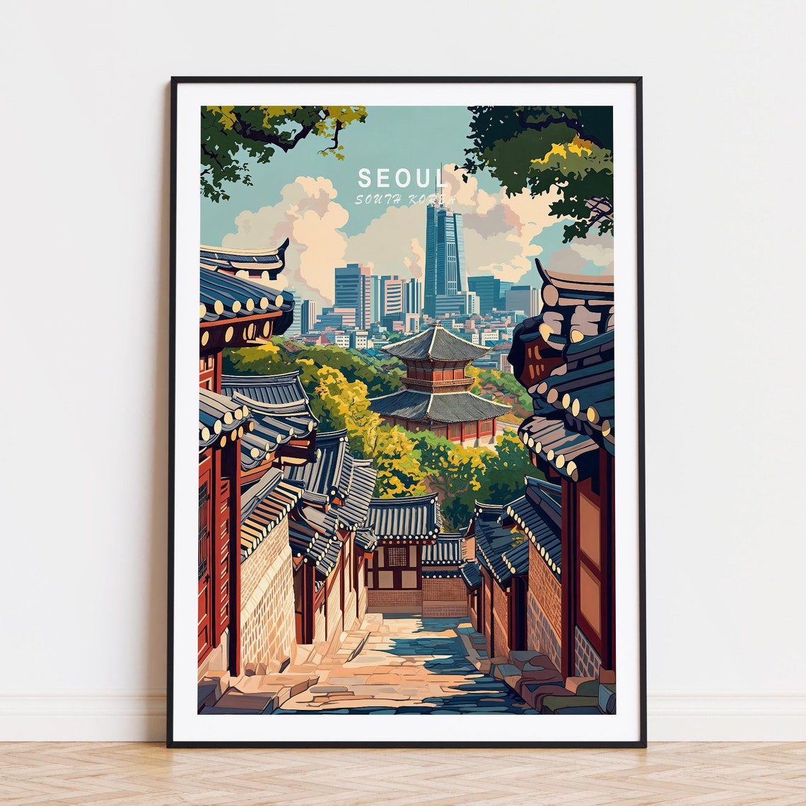 Seoul Travel Poster South Korea City Wall Art Seoul South Korea Travel Print Birthday Gifts Personalised Gifts