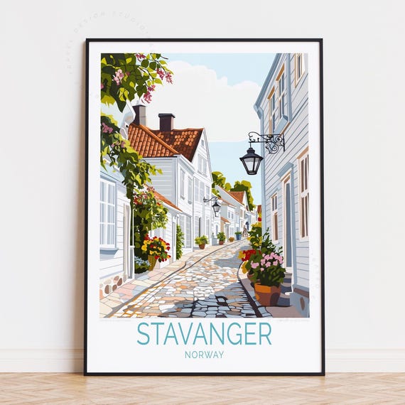 Stavanger Norway Travel Poster, Home Decor