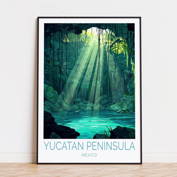 Yucatan Peninsula Travel Poster Mexico Wall Art North America Print Home Decor Birthday Gifts