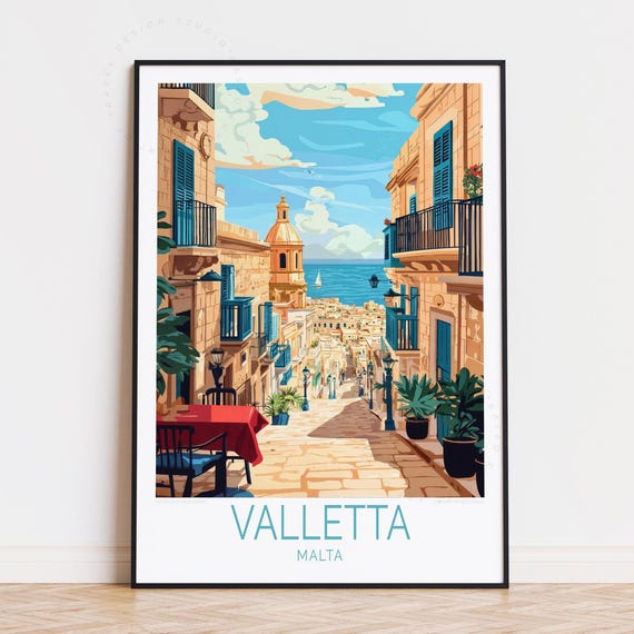 Valletta Malta Travel Poster, Home Decor Print