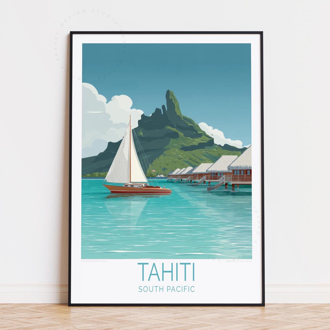 Tahiti South Pacific Tropical Lagoon Sailboat Retreat Poster