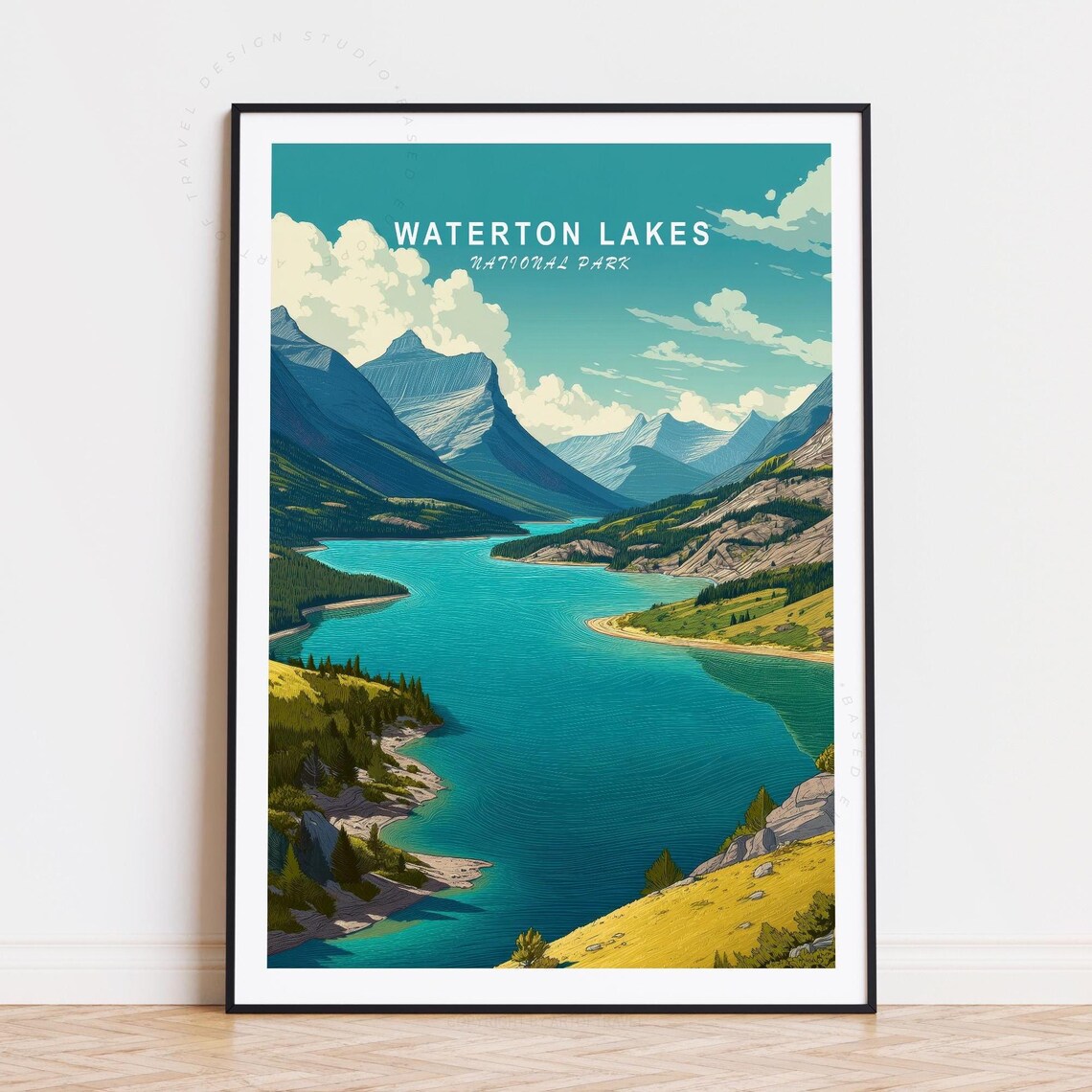 Waterton Lakes National Park Turquoise Lake and Mountains Poster