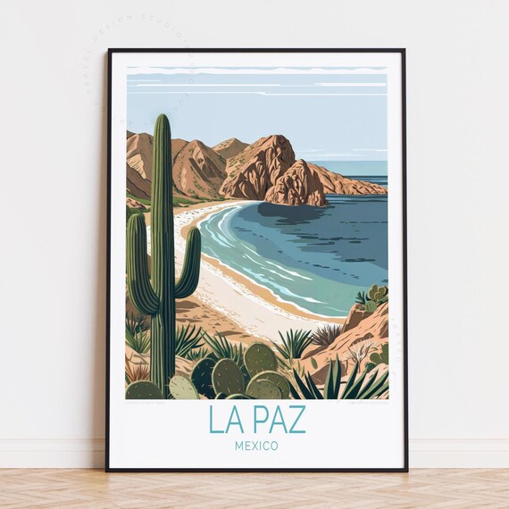 La Paz Travel Poster Mexico Wall Art Baja Print Birthday Gifts Home Decor Personalised