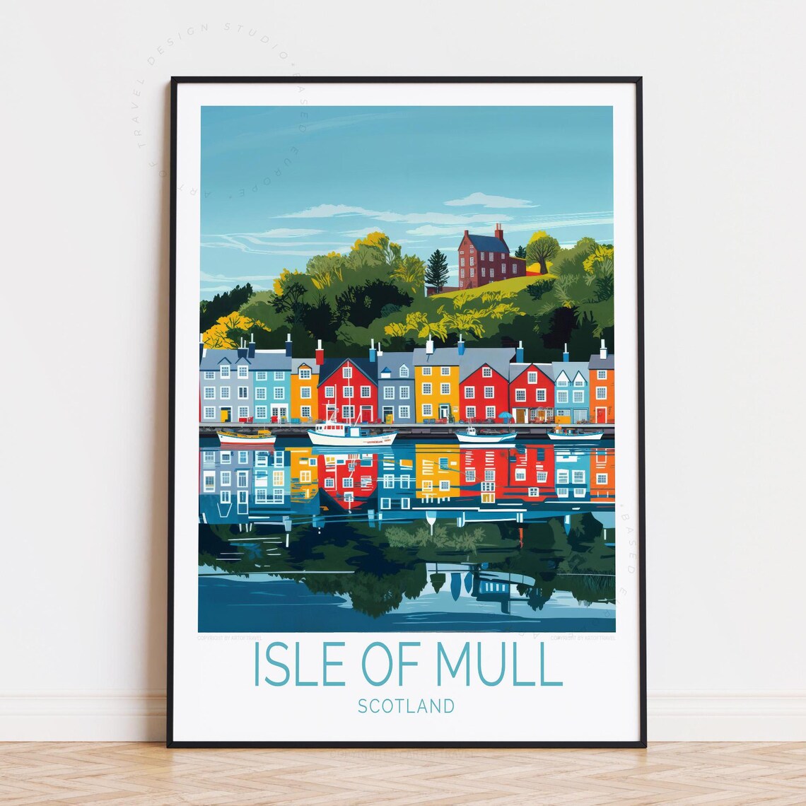 Isle Of Mull Scotland Colorful Harbor Houses Waterfront Poster