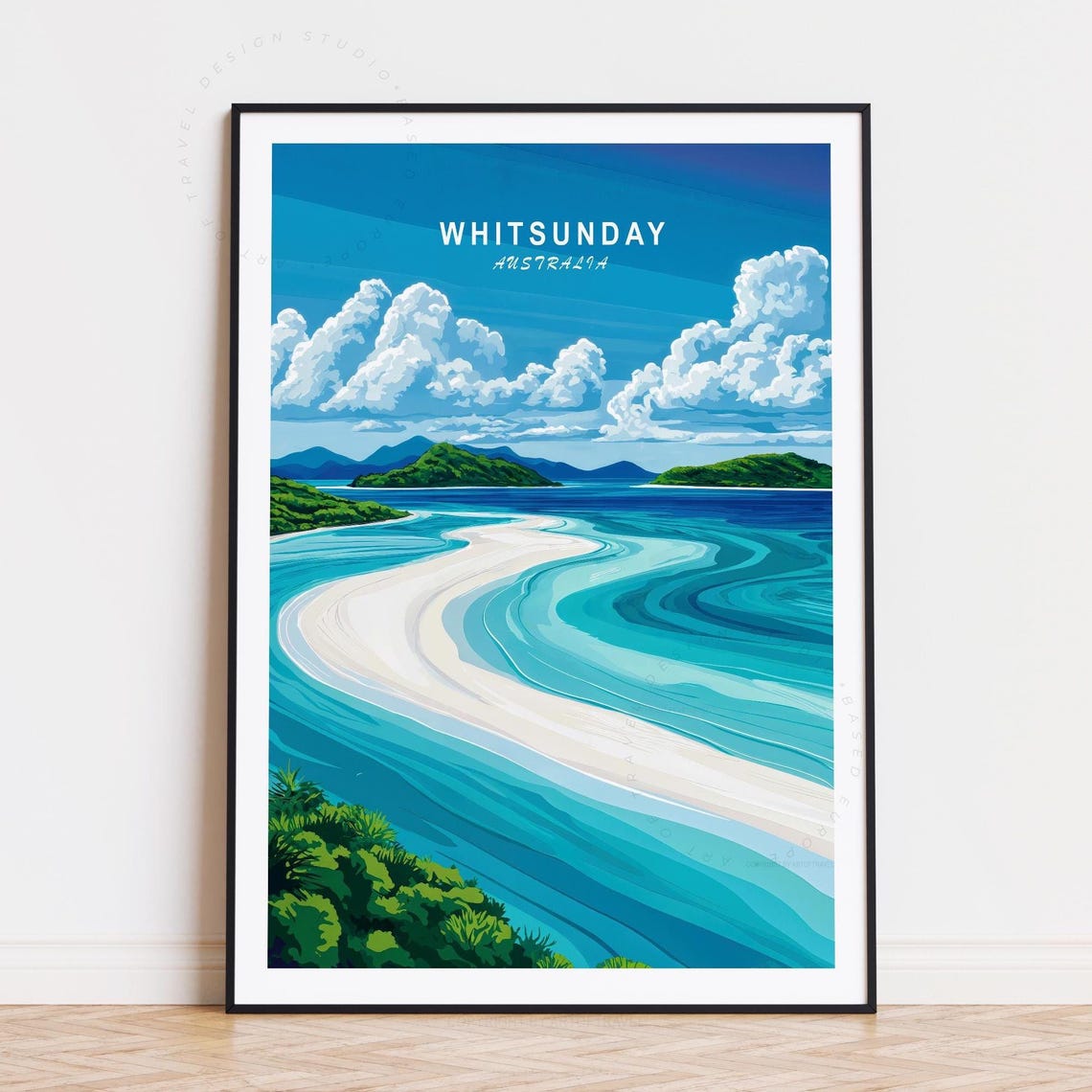 Whitsunday Australia White Sand Spit Swirling Turquoise Ocean Poster