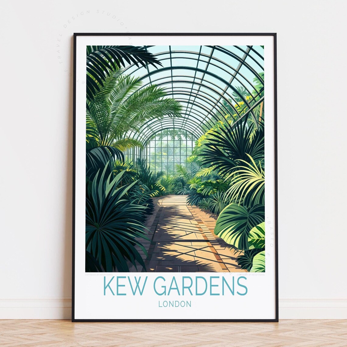 Kew Gardens London Palm House Arched Glasshouse Botanical Poster