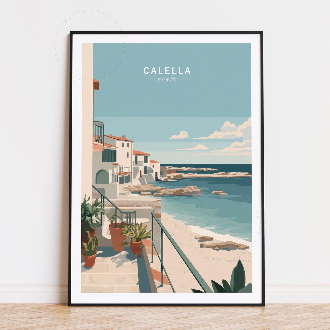 Calella Spain Coastal Terrace Beach View Turquoise Sea Poster