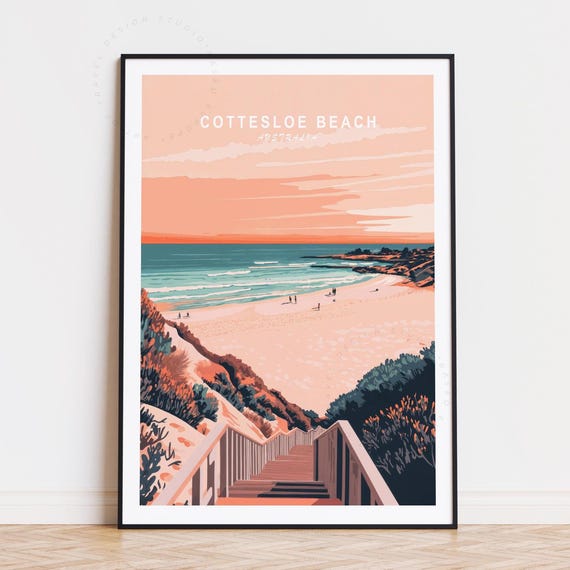 Cottesloe Beach Travel Poster Australia Wall Art Print Home Decor Minimalist Birthday Gifts