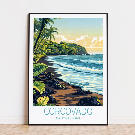 Corcovado National Park Wild Tropical Beach Palms Ocean Waves Poster