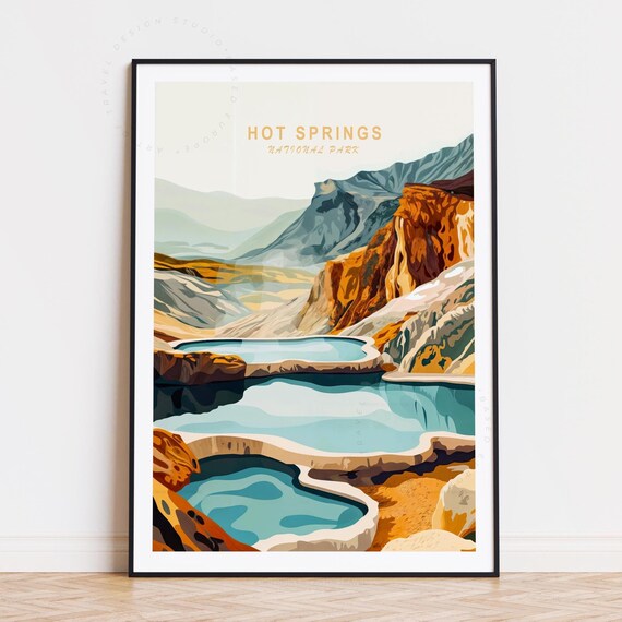 Hot Springs National Park Terraced Pools Mountain Travel Poster