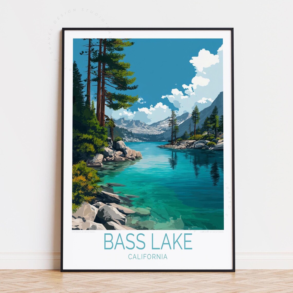 Bass Lake California Turquoise Alpine Lake Pines Travel Poster