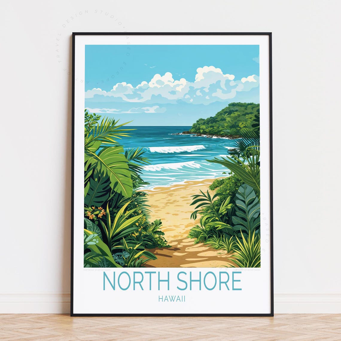 North Shore Hawaii Tropical Beach Jungle Trail Ocean Waves Poster