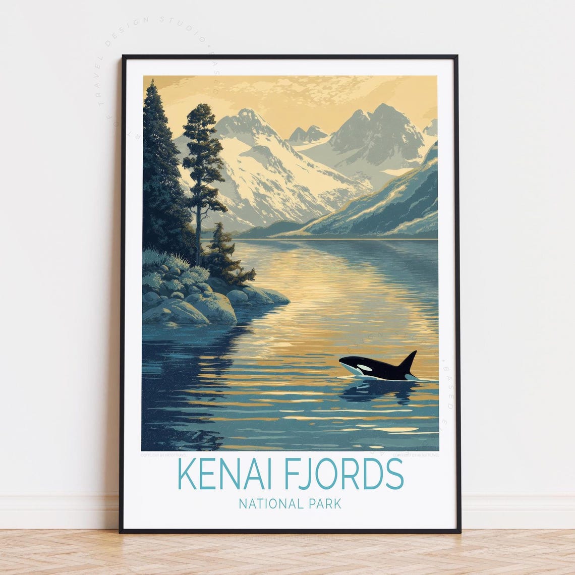Kenai Fjords National Park Alaska Orca Mountains Sunset Poster