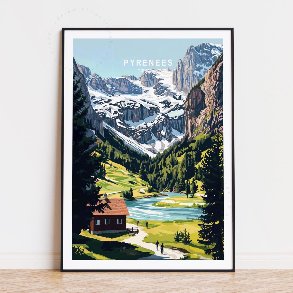 Pyrenees National Park France Travel Poster Wall Art Franceprint Birthday Gifts Home Decor Minimalist Mountain