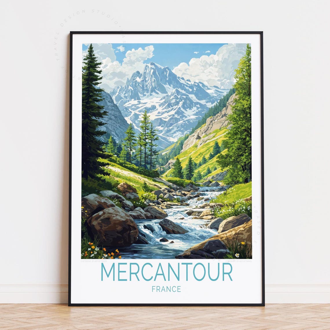 Mercantour France Rocky Mountain Stream Pine Forest Scenic Poster