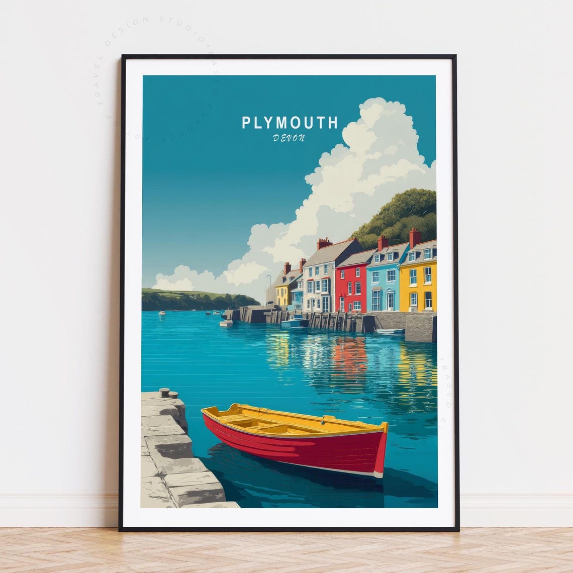 Plymouth Devon England Quayside Boat Coastal Seaside Town Poster