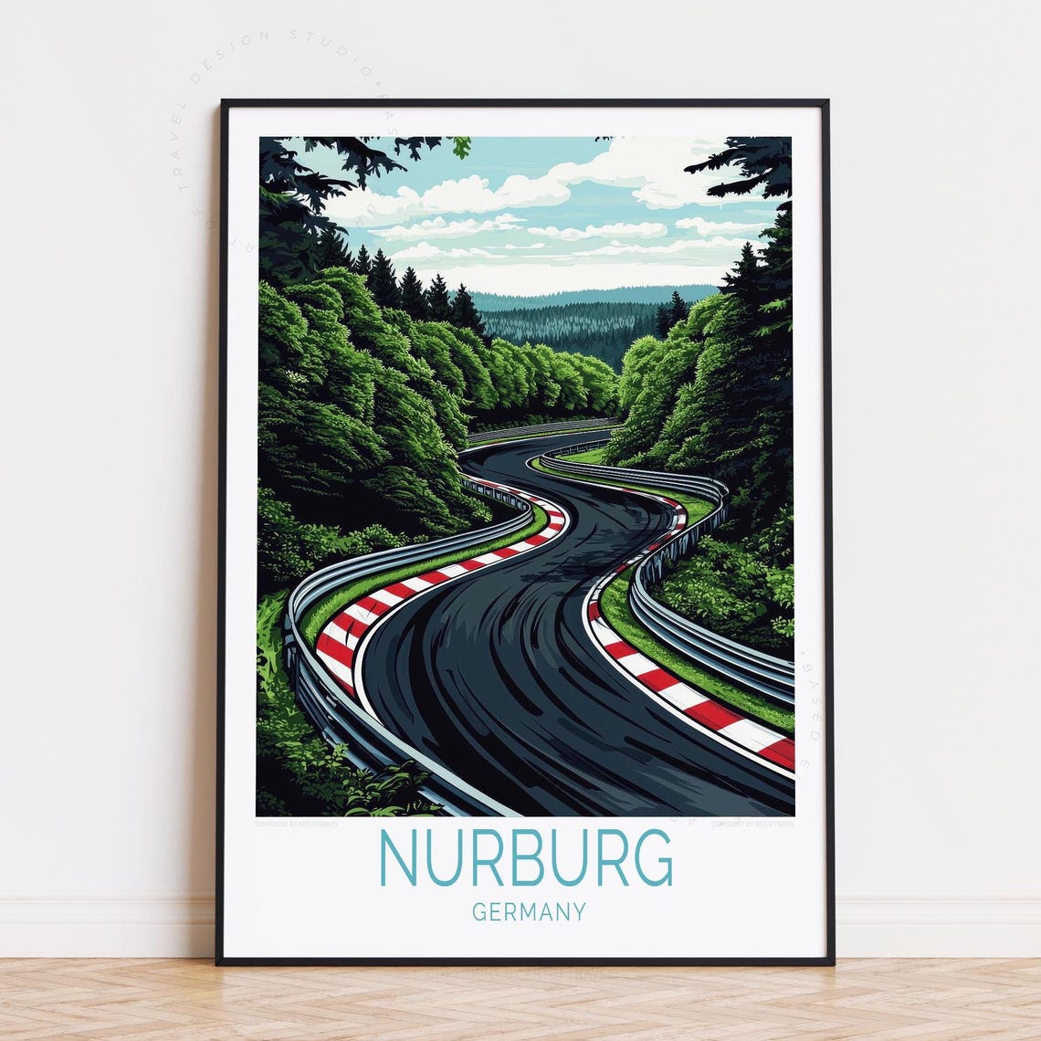 Nurburg Germany Race Track S Curves Forest Landscape Artwork Poster